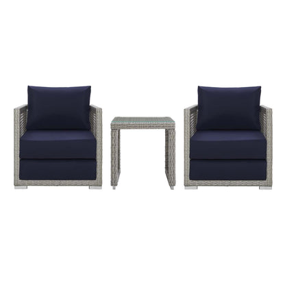 Modway Furniture Aura 3 Piece Outdoor Patio Wicker Rattan Set – EEI-3595-GRY-GRY-SET