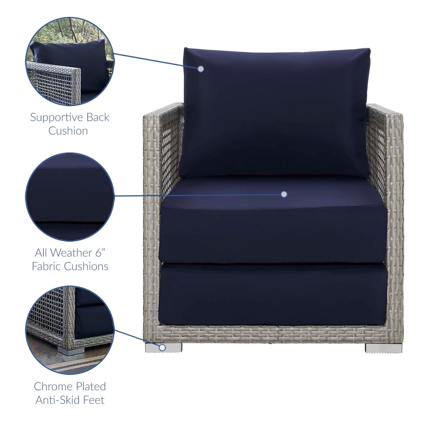 Modway Furniture Aura 3 Piece Outdoor Patio Wicker Rattan Set – EEI-3595-GRY-GRY-SET