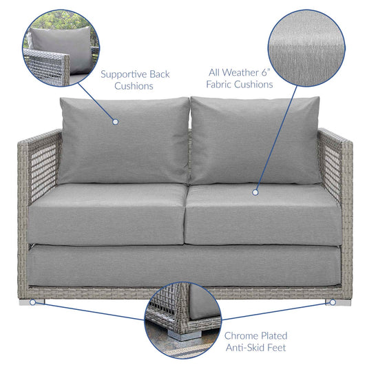 Modway Furniture Aura 3 Piece Outdoor Patio Wicker Rattan Set – EEI-3598-GRY-GRY-SET
