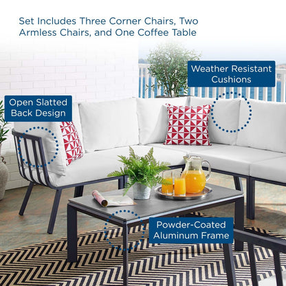 Modway Furniture Riverside 6 Piece Outdoor Patio Aluminum Set by Modway – EEI-3788-SLA-CHA