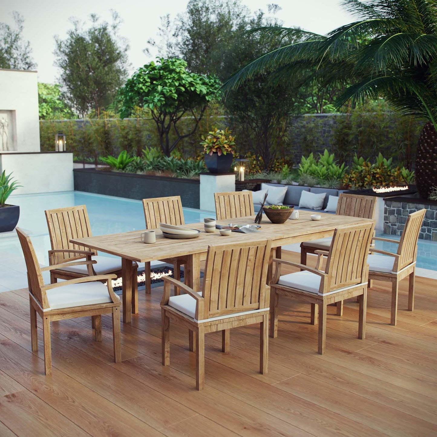Modway Furniture Marina 9 Piece Outdoor Patio Teak Dining Set by Modway – EEI-4033