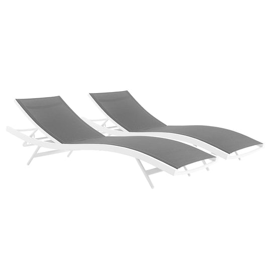Modway Furniture Glimpse Outdoor Patio Mesh Chaise Lounge Set of 2 - EEI-4038-WHI-GRY