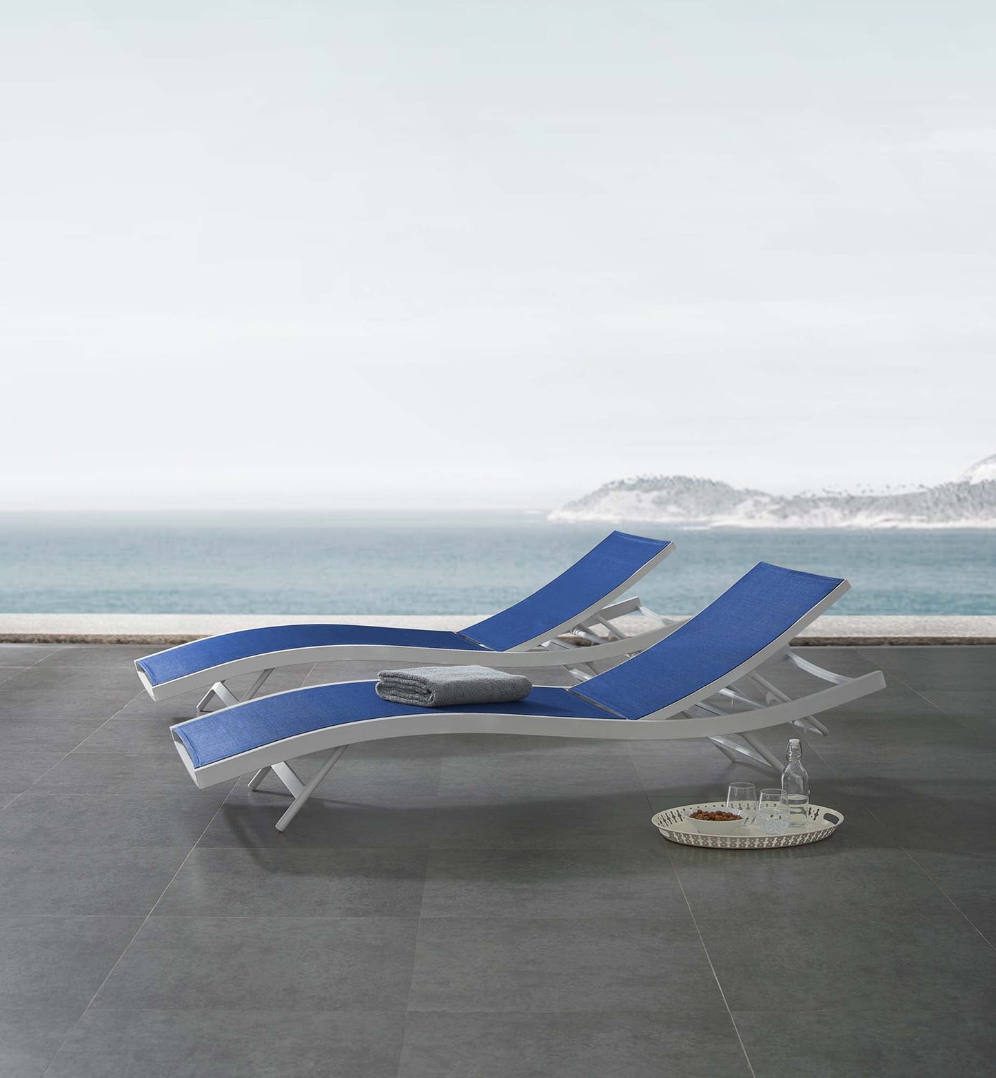 Modway Furniture Glimpse Outdoor Patio Mesh Chaise Lounge Set of 2 - EEI-4038-WHI-GRY
