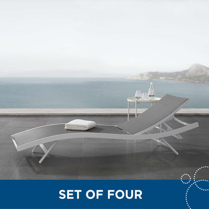 Modway Furniture Glimpse Outdoor Patio Mesh Chaise Lounge Set of 4 - EEI-4039-WHI-GRY
