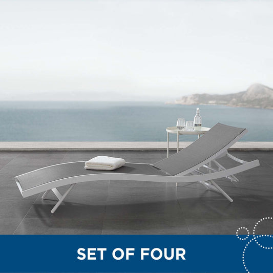 Modway Furniture Glimpse Outdoor Patio Mesh Chaise Lounge Set of 4 - EEI-4039-WHI-GRY