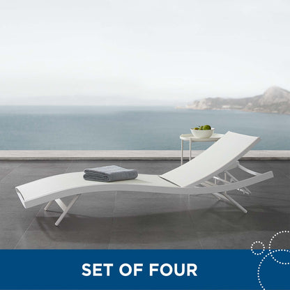 Modway Furniture Glimpse Outdoor Patio Mesh Chaise Lounge Set of 4 - EEI-4039-WHI-GRY