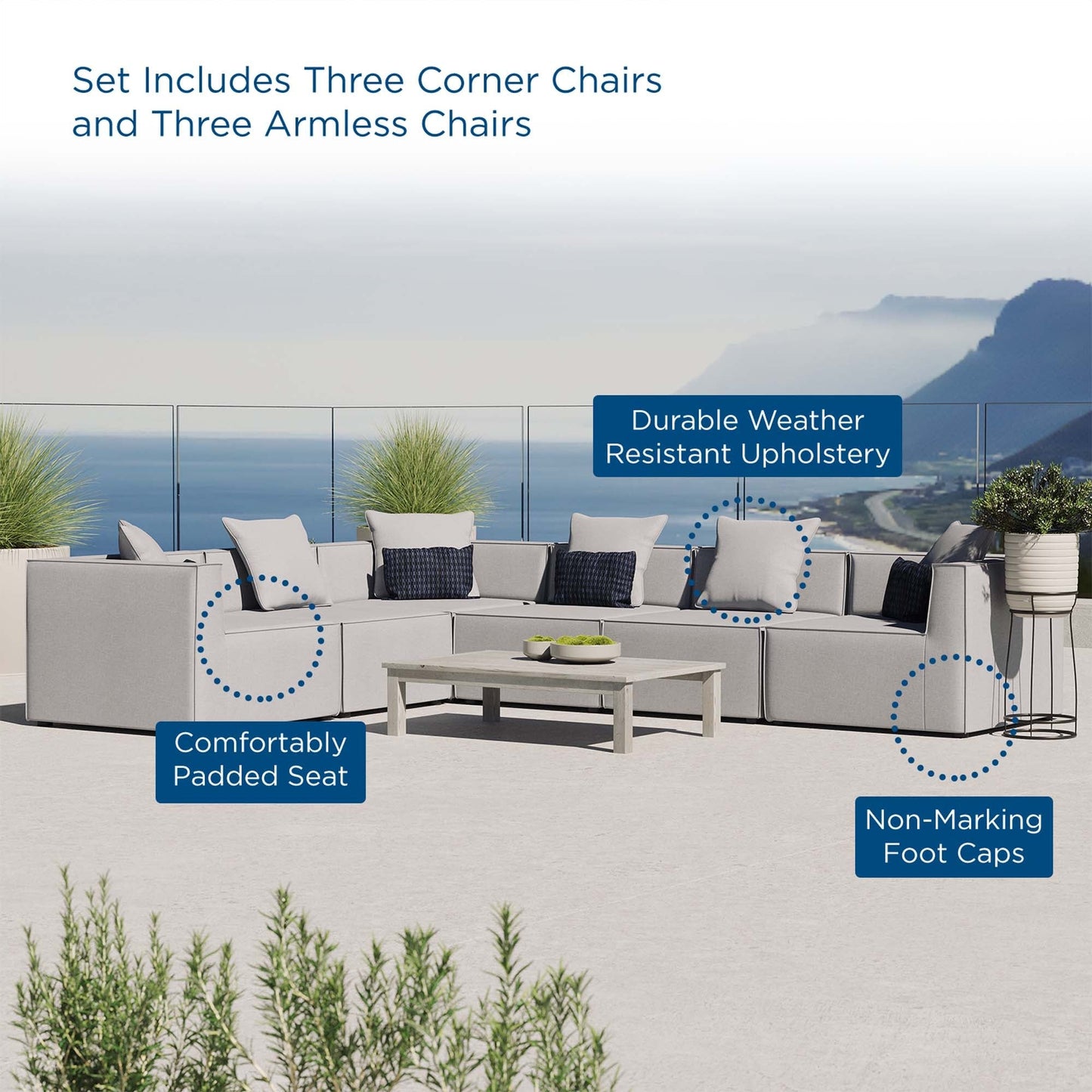 Modway Furniture Saybrook Outdoor Patio Upholstered 6-Piece Sectional Sofa by Modway – EEI-4385
