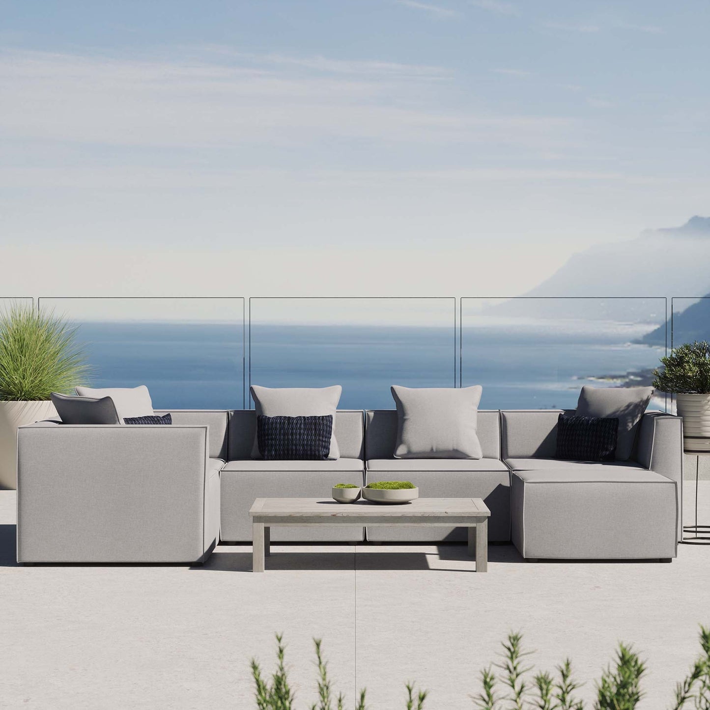 Modway Furniture Saybrook Outdoor Patio Upholstered 6-Piece Sectional Sofa by Modway – EEI-4386