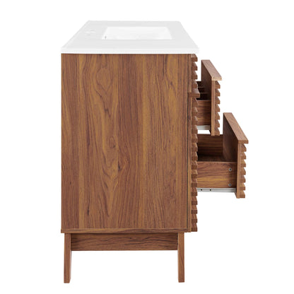Modway furniture Render 48" Bathroom Vanity with White Basin Included - EEI-4439-WAL-WHI