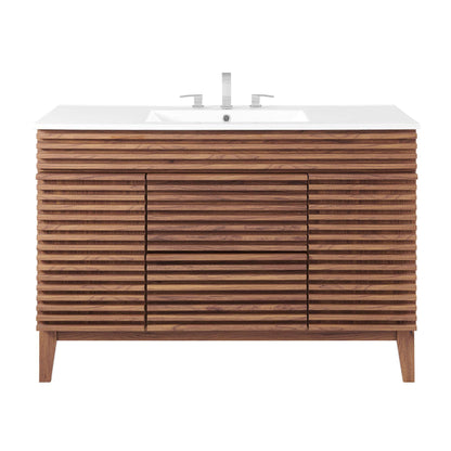 Modway furniture Render 48" Bathroom Vanity with White Basin Included - EEI-4439-WAL-WHI