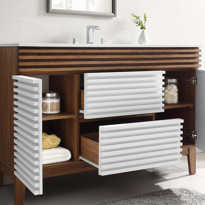 Modway furniture Render 48" Bathroom Vanity with White Basin Included - EEI-4439-WAL-WHI