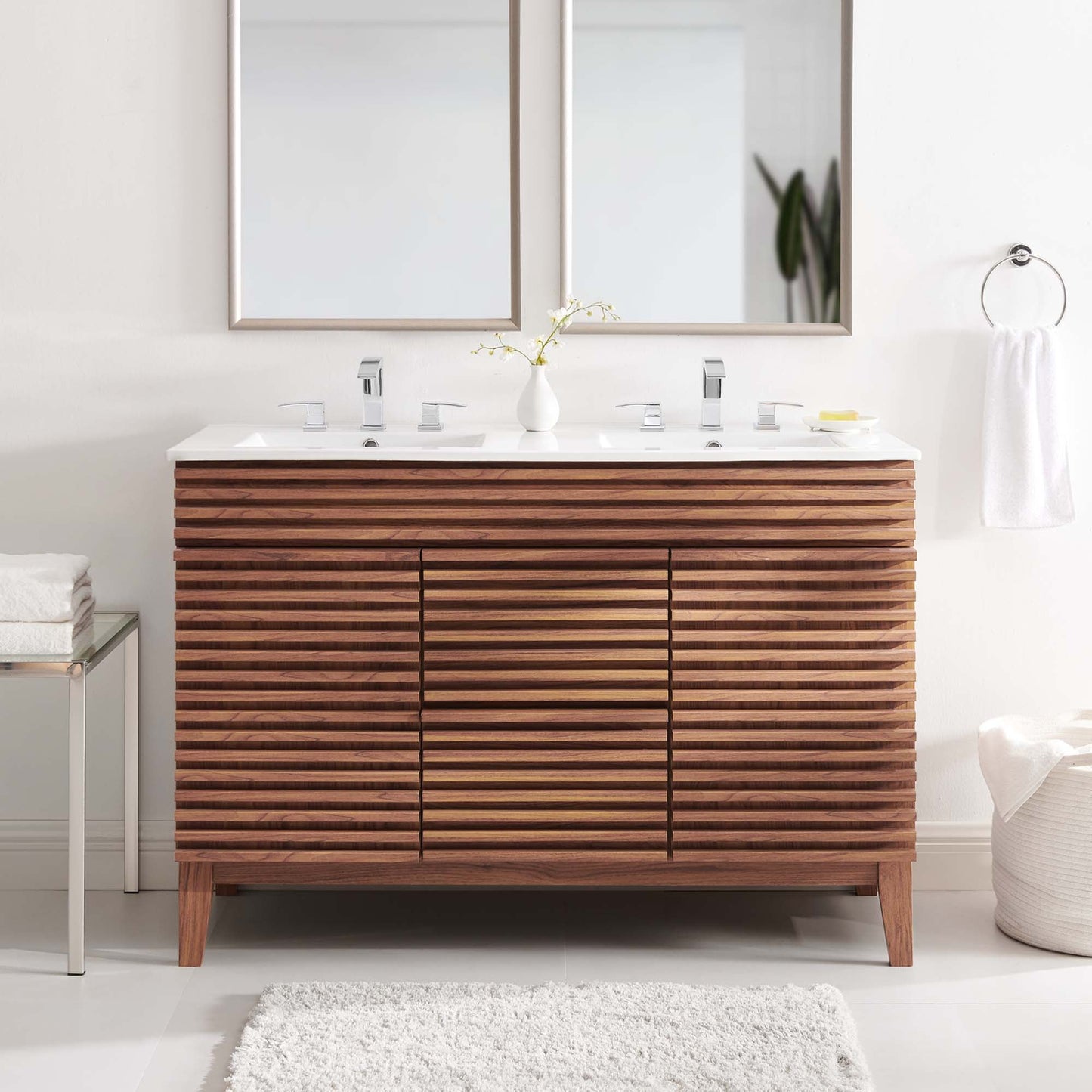 Modway furniture Render 48" Bathroom Vanity with White Basin Included - EEI-4439-WAL-WHI