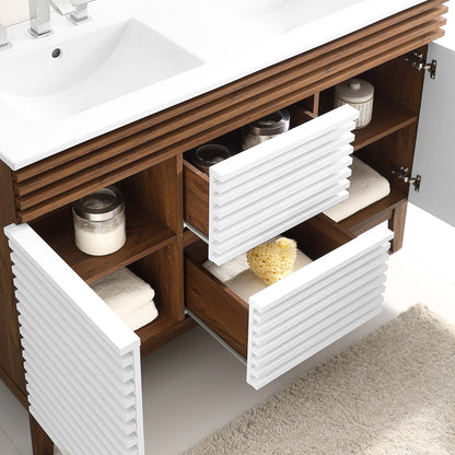 Modway furniture Render 48" Bathroom Vanity with White Basin Included - EEI-4439-WAL-WHI