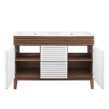 Modway furniture Render 48" Bathroom Vanity with White Basin Included - EEI-4439-WAL-WHI