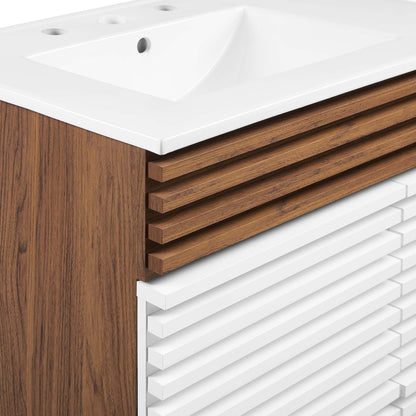 Modway furniture Render 48" Bathroom Vanity with White Basin Included - EEI-4439-WAL-WHI