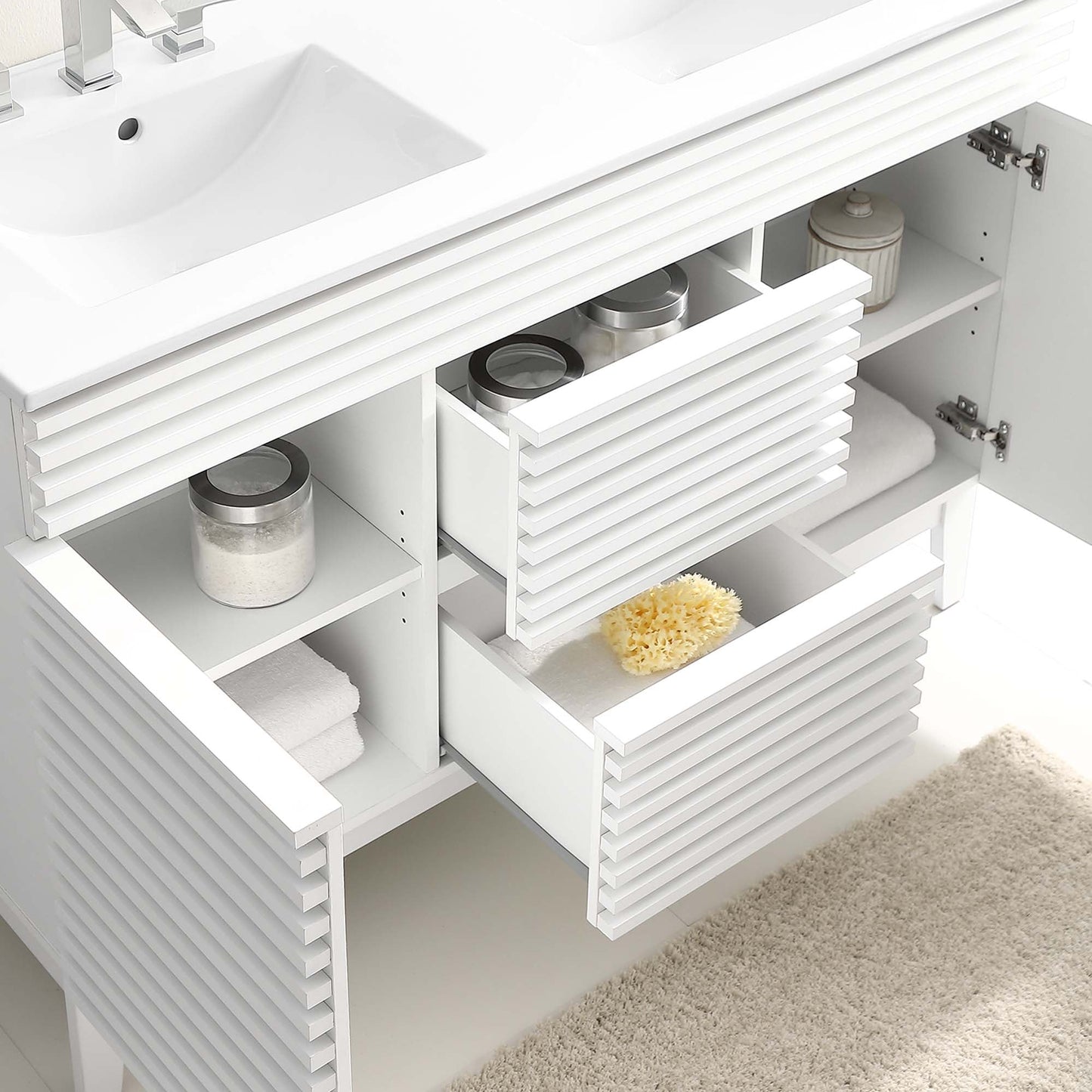 Modway furniture Render 48" Bathroom Vanity with White Basin Included - EEI-4439-WAL-WHI