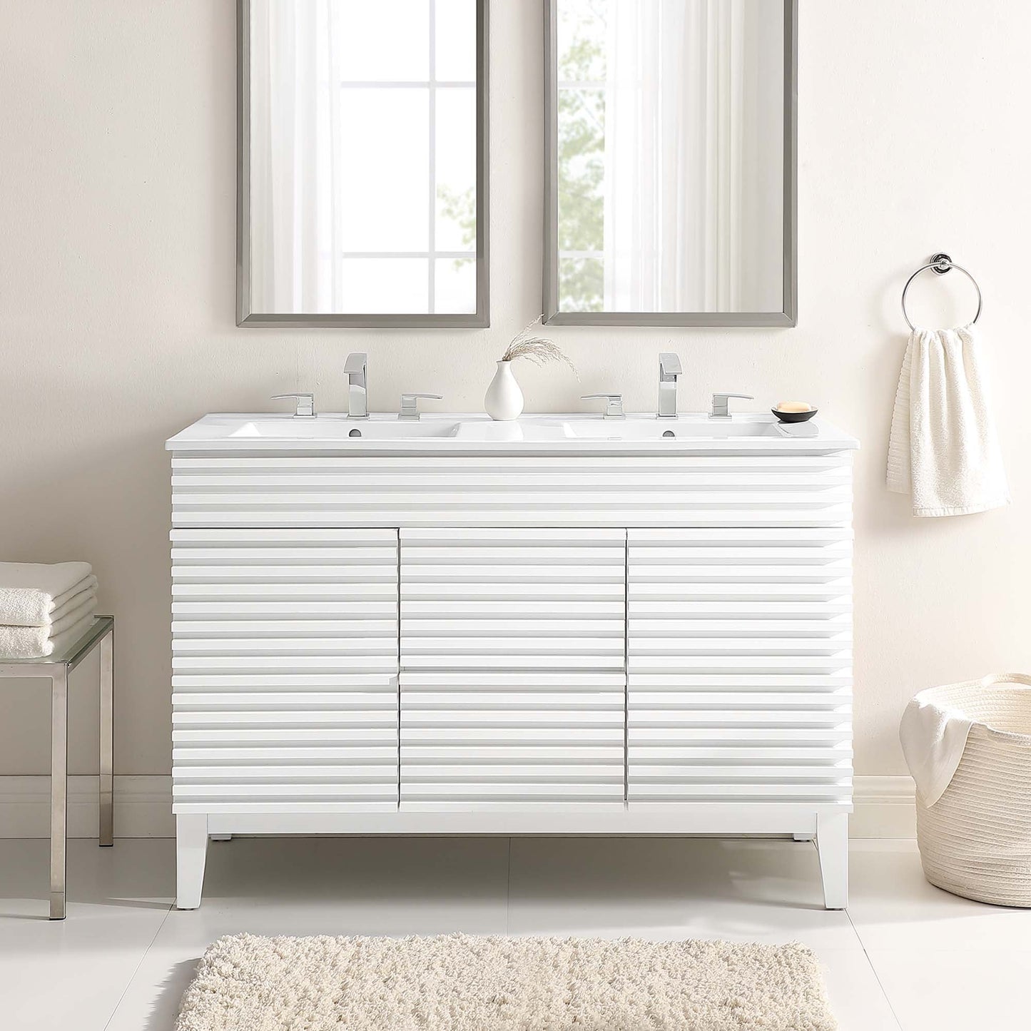 Modway furniture Render 48" Bathroom Vanity with White Basin Included - EEI-4439-WAL-WHI