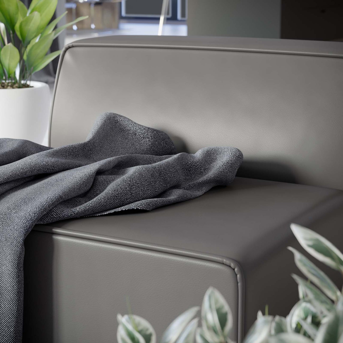 Modway furniture Mingle Vegan Leather Armless Chair - Stylish Modular Seating with Dense Foam Comfort & Support - EEI-4623-GRY