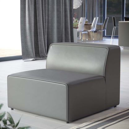 Modway furniture Mingle Vegan Leather Armless Chair - Stylish Modular Seating with Dense Foam Comfort & Support - EEI-4623-GRY