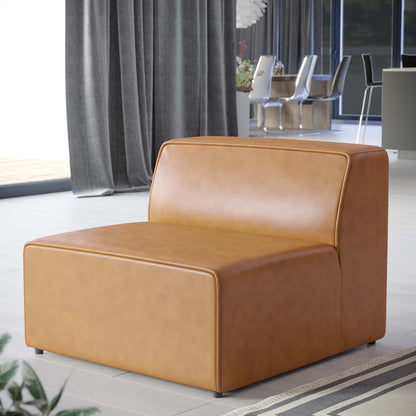 Modway furniture Mingle Vegan Leather Armless Chair - Stylish Modular Seating with Dense Foam Comfort & Support - EEI-4623-GRY