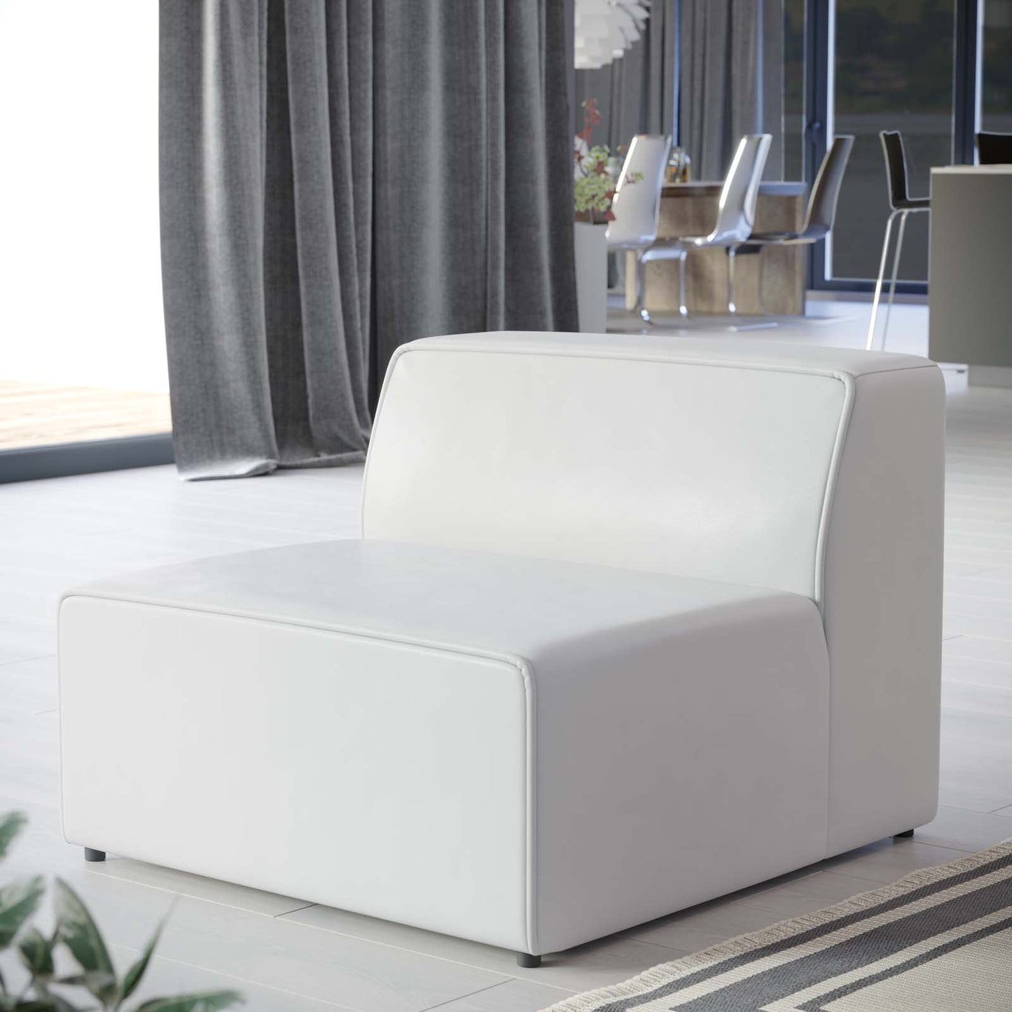 Modway furniture Mingle Vegan Leather Armless Chair - Stylish Modular Seating with Dense Foam Comfort & Support - EEI-4623-GRY