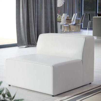 Modway furniture Mingle Vegan Leather Armless Chair - Stylish Modular Seating with Dense Foam Comfort & Support - EEI-4623-GRY