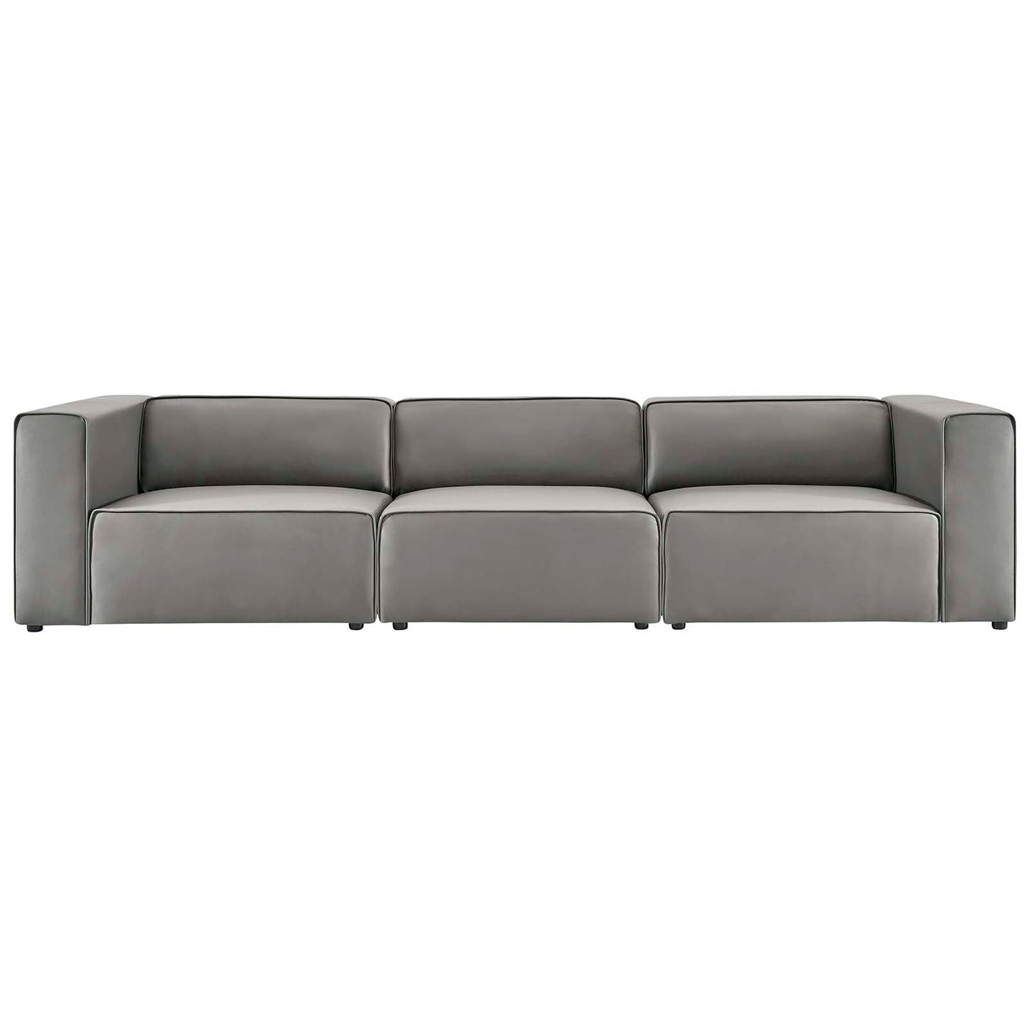 Modway furniture Mingle Vegan Leather Sectional Sofa - Stylish, Comfortable 3-Piece Design for Modern Living Spaces - EEI-4789-GRY