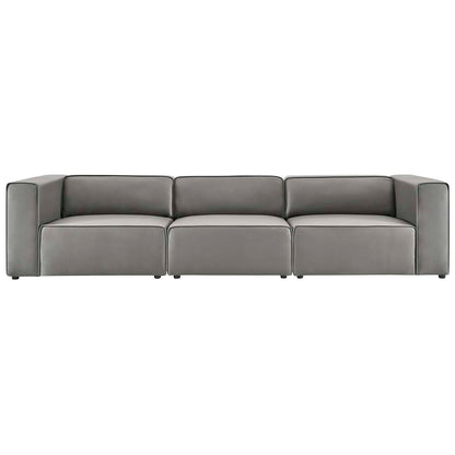 Modway furniture Mingle Vegan Leather Sectional Sofa - Stylish, Comfortable 3-Piece Design for Modern Living Spaces - EEI-4789-GRY