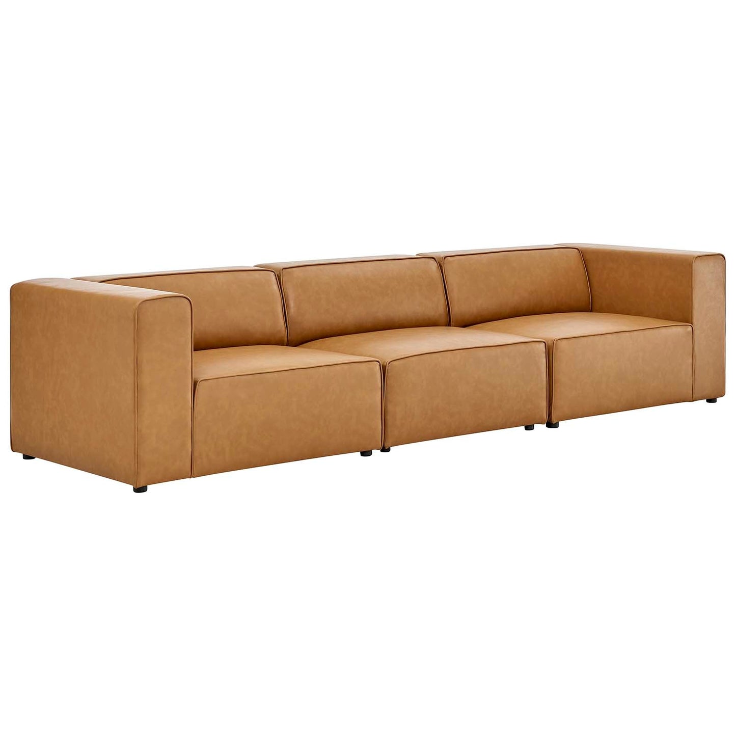 Modway furniture Mingle Vegan Leather Sectional Sofa - Stylish, Comfortable 3-Piece Design for Modern Living Spaces - EEI-4789-GRY