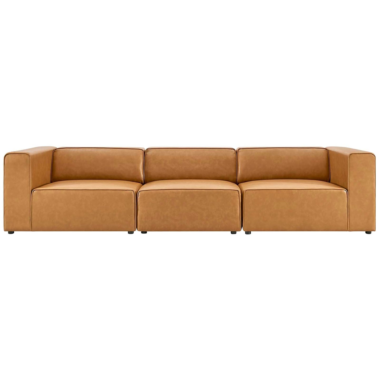 Modway furniture Mingle Vegan Leather Sectional Sofa - Stylish, Comfortable 3-Piece Design for Modern Living Spaces - EEI-4789-GRY