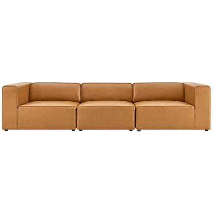 Modway furniture Mingle Vegan Leather Sectional Sofa - Stylish, Comfortable 3-Piece Design for Modern Living Spaces - EEI-4789-GRY