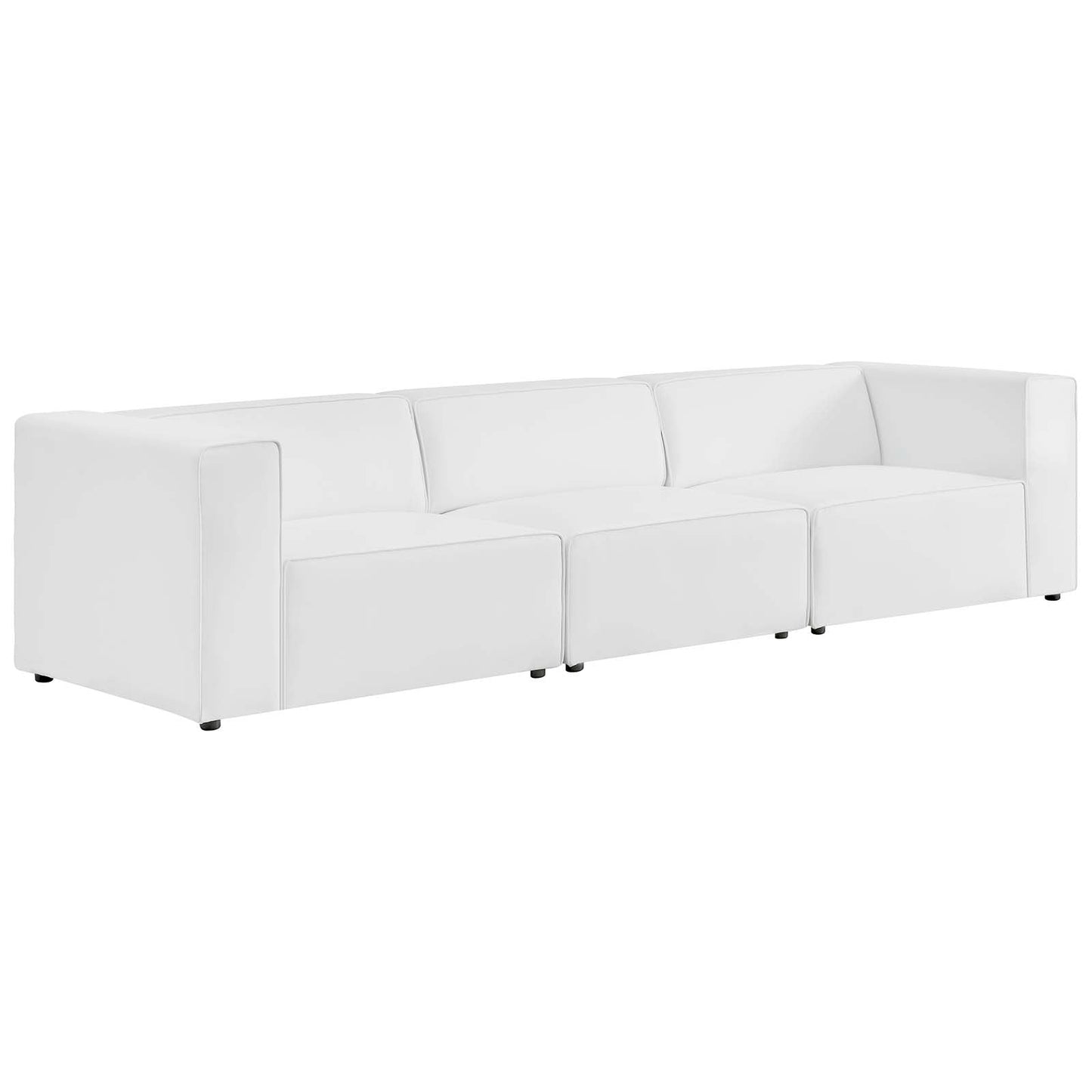 Modway furniture Mingle Vegan Leather Sectional Sofa - Stylish, Comfortable 3-Piece Design for Modern Living Spaces - EEI-4789-GRY