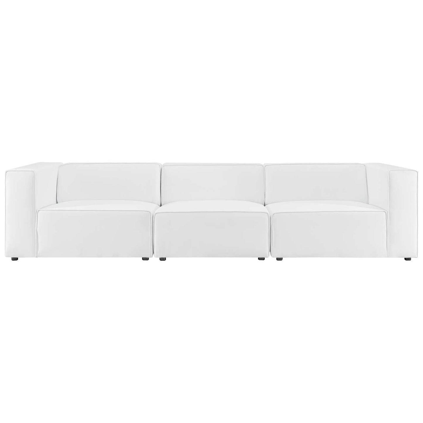 Modway furniture Mingle Vegan Leather Sectional Sofa - Stylish, Comfortable 3-Piece Design for Modern Living Spaces - EEI-4789-GRY