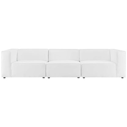Modway furniture Mingle Vegan Leather Sectional Sofa - Stylish, Comfortable 3-Piece Design for Modern Living Spaces - EEI-4789-GRY