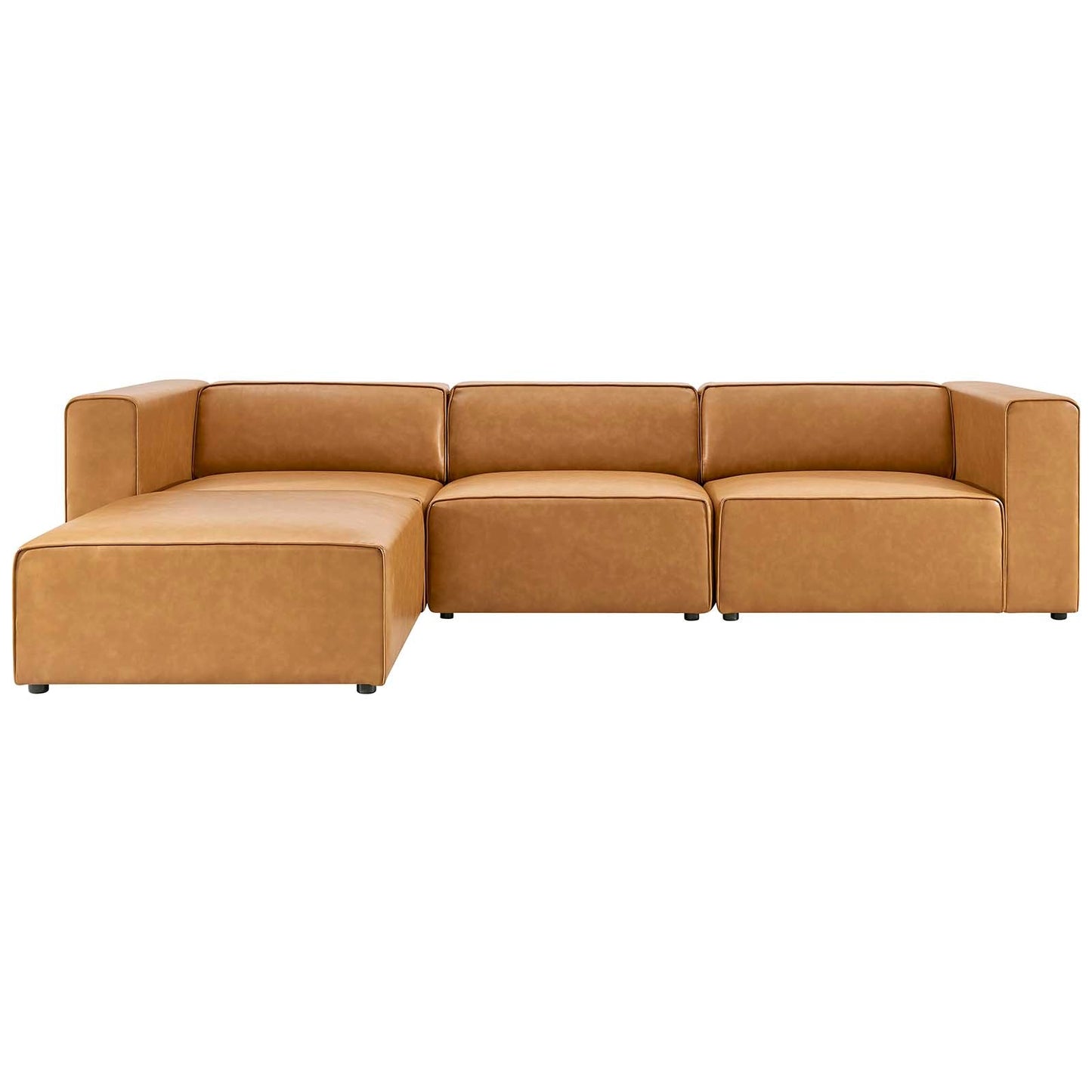 Modway furniture Mingle Vegan Leather Sofa and Ottoman Set - Stylish Modern Seating for Contemporary Living Spaces - EEI-4790-TAN
