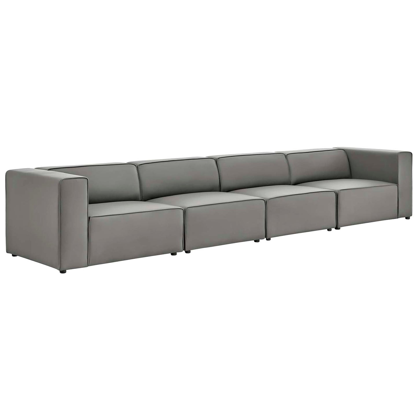 Modway furniture Mingle Vegan Leather 4-Piece Sectional Sofa - Stylish, Comfortable Seating for Modern Living Spaces - EEI-4793-GRY