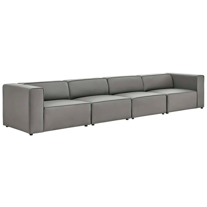 Modway furniture Mingle Vegan Leather 4-Piece Sectional Sofa - Stylish, Comfortable Seating for Modern Living Spaces - EEI-4793-GRY