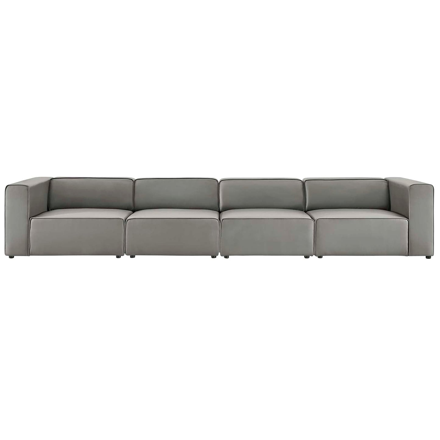 Modway furniture Mingle Vegan Leather 4-Piece Sectional Sofa - Stylish, Comfortable Seating for Modern Living Spaces - EEI-4793-GRY