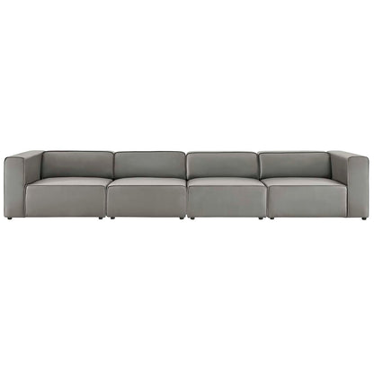 Modway furniture Mingle Vegan Leather 4-Piece Sectional Sofa - Stylish, Comfortable Seating for Modern Living Spaces - EEI-4793-GRY