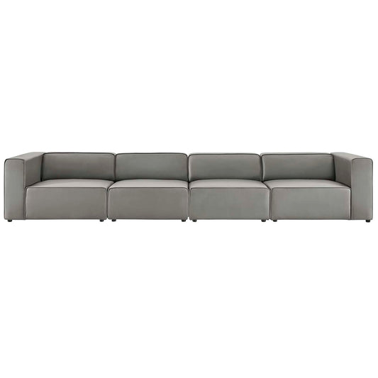 Modway furniture Mingle Vegan Leather 4-Piece Sectional Sofa - Stylish, Comfortable Seating for Modern Living Spaces - EEI-4793-GRY