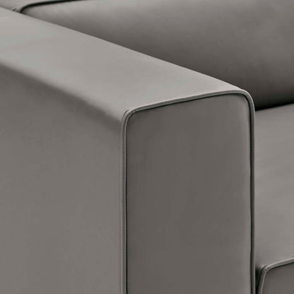 Modway furniture Mingle Vegan Leather 4-Piece Sectional Sofa - Stylish, Comfortable Seating for Modern Living Spaces - EEI-4793-GRY