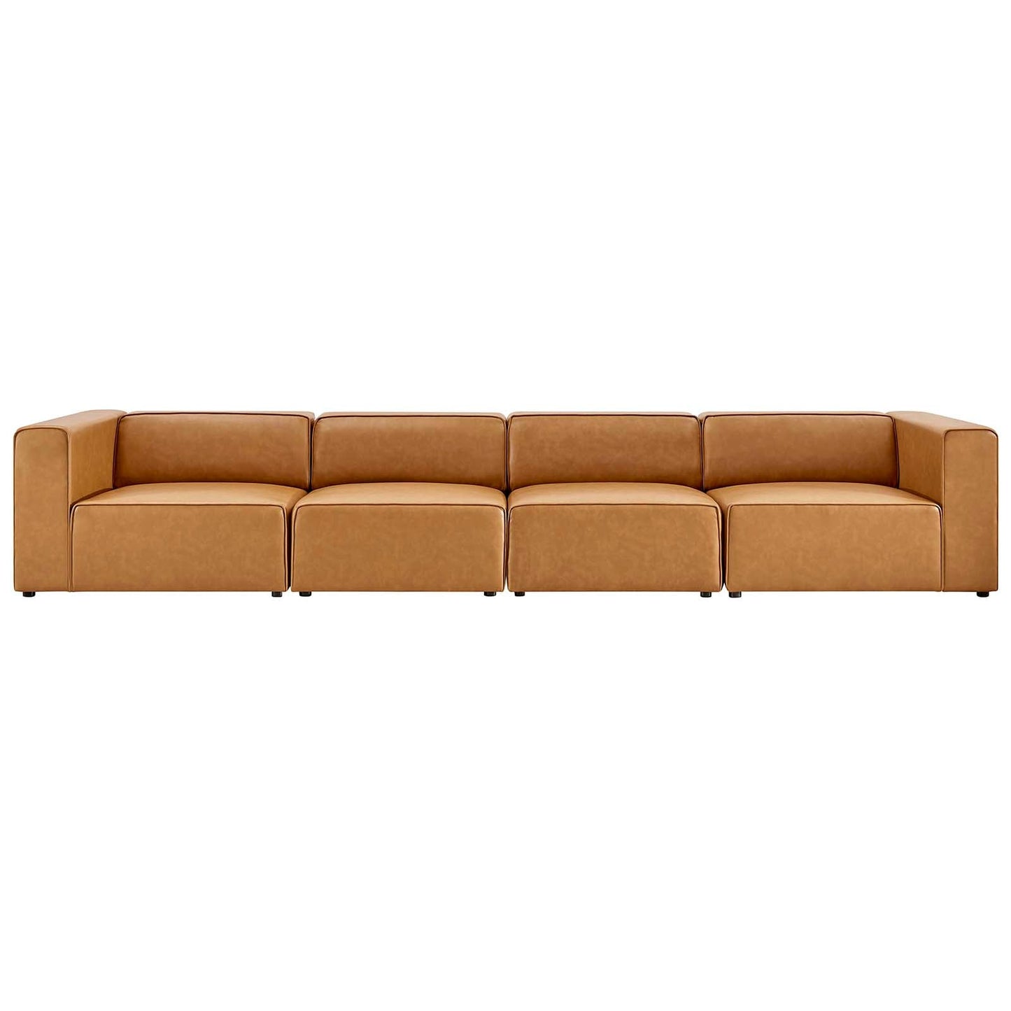 Modway furniture Mingle Vegan Leather 4-Piece Sectional Sofa - Stylish, Comfortable Seating for Modern Living Spaces - EEI-4793-GRY