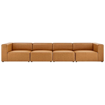 Modway furniture Mingle Vegan Leather 4-Piece Sectional Sofa - Stylish, Comfortable Seating for Modern Living Spaces - EEI-4793-GRY