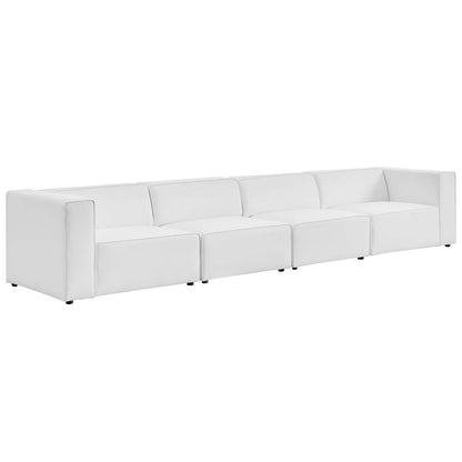 Modway furniture Mingle Vegan Leather 4-Piece Sectional Sofa - Stylish, Comfortable Seating for Modern Living Spaces - EEI-4793-GRY