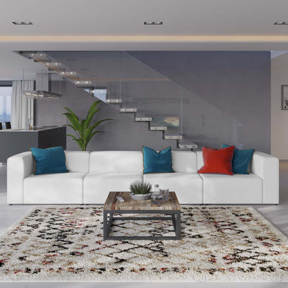 Modway furniture Mingle Vegan Leather 4-Piece Sectional Sofa - Stylish, Comfortable Seating for Modern Living Spaces - EEI-4793-GRY