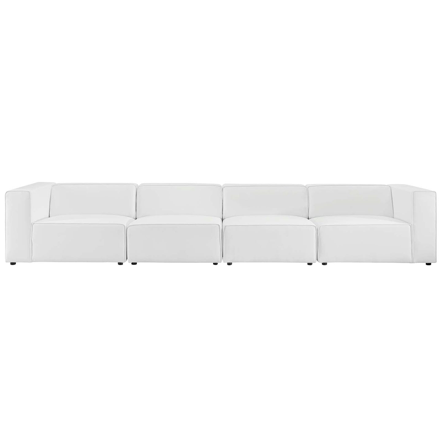 Modway furniture Mingle Vegan Leather 4-Piece Sectional Sofa - Stylish, Comfortable Seating for Modern Living Spaces - EEI-4793-GRY