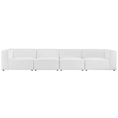 Modway furniture Mingle Vegan Leather 4-Piece Sectional Sofa - Stylish, Comfortable Seating for Modern Living Spaces - EEI-4793-GRY