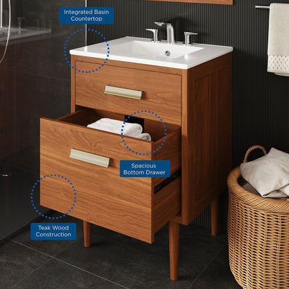 Modway furniture Cassia Bathroom Vanity Basin Included - EEI-5108-NAT-WHI
