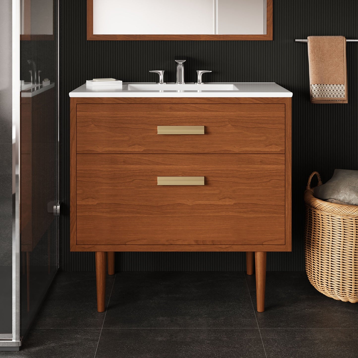 Modway furniture Cassia Bathroom Vanity Basin Included - EEI-5108-NAT-WHI