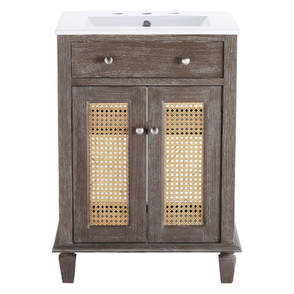 Modway furniture Lilo Bathroom Vanity Basin Included - EEI-5110-GRY-WHI